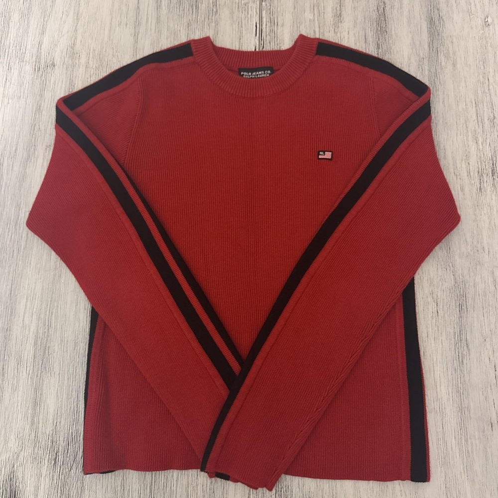 Y2K  Vintage‎ Polo Jeans Co. Ralph Lauren Long Sleeve Ribbed Fitted Shirt Medium
